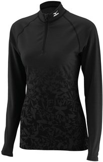 Womens Mid Weight Print H/Z, топ (09) чер, L Mizuno