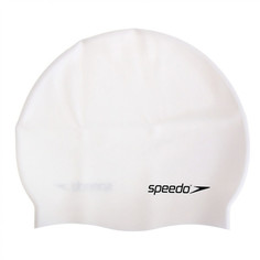SPEEDO Plain Flat Silicon Cap Junior шапочка дет (0001) белый, one size