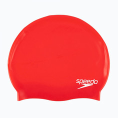 SPEEDO Plain Flat Silicon Cap Junior шапочка дет (0002) красный, one size