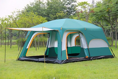 Палатка туристическая 8-местная CoolWalk 096, 420х305х200см, зеленая