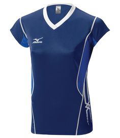 Premium Womens Cap Sleeve, футболка (14) темн.синий/голубой/белый, XL Mizuno