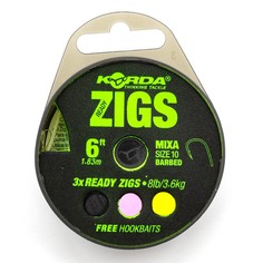 Поводок готовый KORDA Ready Zigs 6 180см 10 3шт