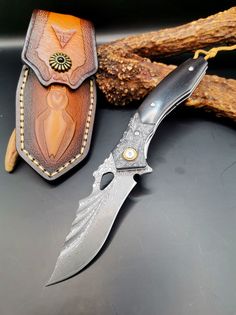 Складной нож, компактный, кованая сталь дамаск, для туризма, в коллекцию, для охоты Кузница Аркадия Островского