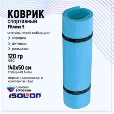 Коврик спортивный для фитнеса Isolon Fitness 5 мм, голубой
