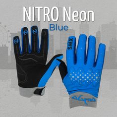 Велоперчатки EDGE NITRO Neon Blue XL