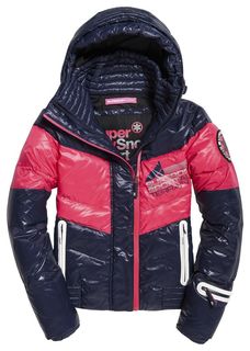 Куртка горнолыжная женская SNOW TERRAIN DOWN PUFFER, Цвет UE4 синий/розовый, Размер 8 U Superdry