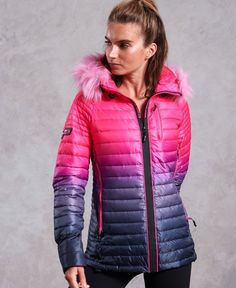 Куртка горнолыжная женская POWER FADE FUR JACKET, Цвет RC3 розовый, Размер 8 UK Superdry
