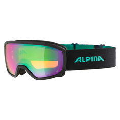 Маска Горнолыжная Alpina Scarabeo Jr. Q-Lite Black-Aqua Matt/Q-Lite Green Sph. S2 (Б/Р)