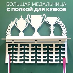 Медальница spolkoiXLbelaya большая с полкой крючковски белый No Brand