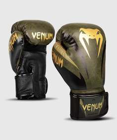 Перчатки боксерские Venum Impact Boxing Gloves - Khaki/Gold золотой 10oz