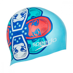 SPEEDO Junior Slogan Cap шапочка дет (0057) голубой/синий, one size