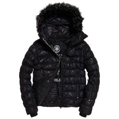 Куртка горнолыжная женская STEALTH SKI DOWN BOMBER, Цвет 02A черный, Размер 12 UK Superdry