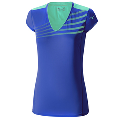 Premium Aero Tee, футболка (22) син/бирюз, XS Mizuno