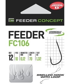 Крючки с поводком FC106 70 см, 0,14 мм, размер 10, упаковка 10 шт. Feeder Concept
