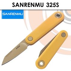 Складной нож SanRenMu 325S-GY желтый 105мм (42мм клинок)