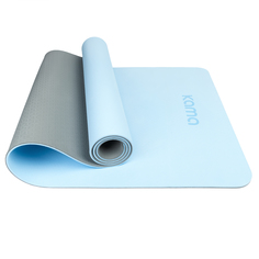 Коврик для йоги и фитнеса KAMA YOGA TPE, 6 мм, 183 x 61 см, небесный, чехол + ремешок