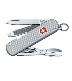 Нож-брелок VICTORINOX Classic Alox, 58 мм, 5 функций, алюминиевая рукоять, серебристый