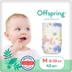 Подгузники Offspring M 6-10 кг. 42 шт. расцветка Единороги