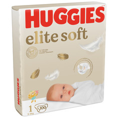 Подгузники Huggies Elite Soft для новорожденных 3-5 кг, 1 размер, 100 шт