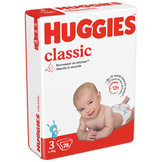Подгузники Huggies Classic 4-9 кг, 3 размер, 78 шт