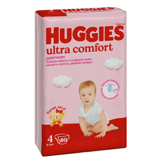 Подгузники Huggies Ultra Comfort для девочек 8-14 кг, 4 размер, 80 шт