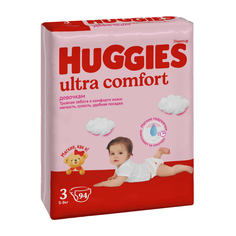 Подгузники Huggies Ultra Comfort для девочек 5-9 кг, 3 размер, 94 шт