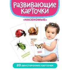 Обучающие карточки Насекомые, 12х18 см, 20 двусторонних карточек Проф Пресс