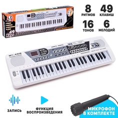 Синтезатор детский «Музыкант» с микрофоном, 49 клавиш, работает от сети и от батареек No Brand