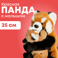 Мягкая игрушка Maxitoys реалистичная мишка панда с детенышем ML-SO-130222-25-23 черный