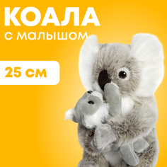Мягкая игрушка Maxitoys реалистичная мишка коала с детенышем ML-SO-130222-25-22 серый