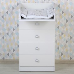 Комод детский Фея 1550 белый с пеленальным столиком, 4 ящика
