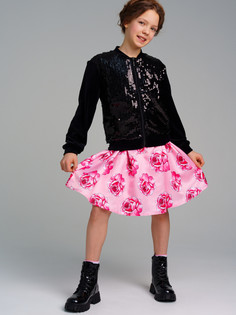 Толстовка трикотажная для девочек PlayToday, черный, 152