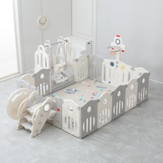 Большой детский игровой манеж, комплекс с качелями UNIX Kids SUPREME Space 200x200 Grey