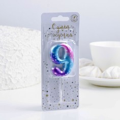 Свеча для торта цифра 9,космос, 4,3х9,5см, 16 мин No Brand