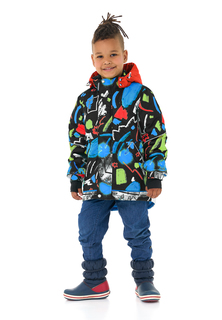 Парка утепленная Oldos Стейн, черный, томатный, 128