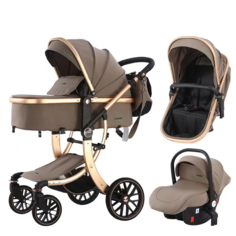Детская коляска-трансформер 3 в 1 Luxmom 601A, светло-коричневый хаки