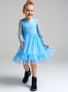 Платье трикотажное для девочек PlayToday, голубой, 110