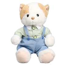 Мягкая игрушка "Little Friend", котик в голубом комбинезоне Milo Toys