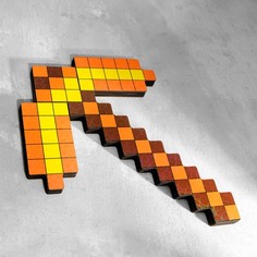 Сувенир деревянный игрушечный "Кирка", 22х29х1,2 см, пиксельный, золотой Дарим красиво