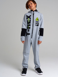 Комбинезон трикотажный для мальчиков PlayToday 32311193, 134, серый меланж, черный