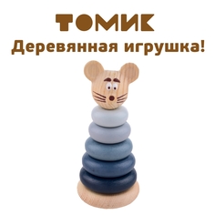 Пирамидка деревянная развивающая Томик Мышонок П-03