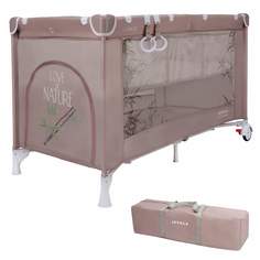 Манеж кровать детский Indigo JOVOLA AMICO складной 2 уровня мокко бамбук