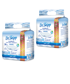 Гигиенические пеленки для детей Dr. Skipp 60x40 60 шт., 2 по 30 шт, 8044 Dr.Skipp