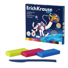 Пластилин классический ErichKrause Kids Space Animals 12 цветов со стеком, 216 г 61332