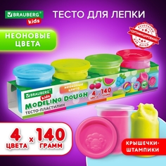 Пластилин-тесто для лепки Brauberg Kids 4 цвета 560 г3 шт