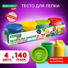 Пластилин-тесто для лепки Brauberg Kids 4 цвета 560г3шт