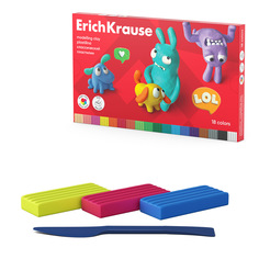 Пластилин классический ErichKrause Jolly Friends 18 цветов со стеком, 324 г 61349