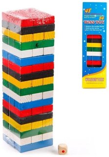 Настольная игра Падающая башня деревянная, разноцветная No Brand