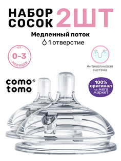 Соска для новорожденных Comotomo 0-3 месяца для бутылочки антиколиковая