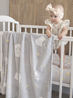 Плед плюшевый Baby Nice 75х100 Мишутка, для новорожденных, серый